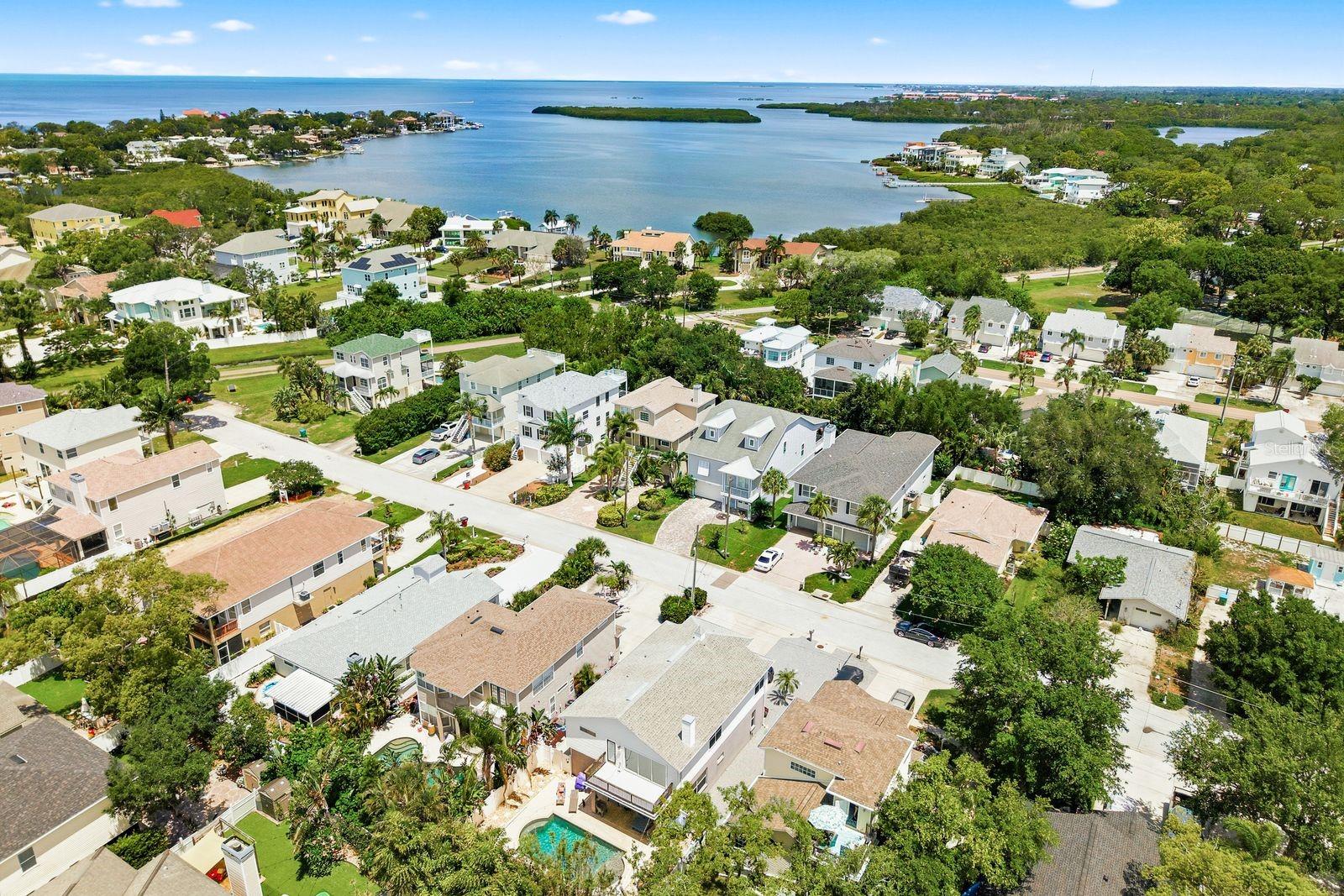 Aerial looking out to Boggy Bayou