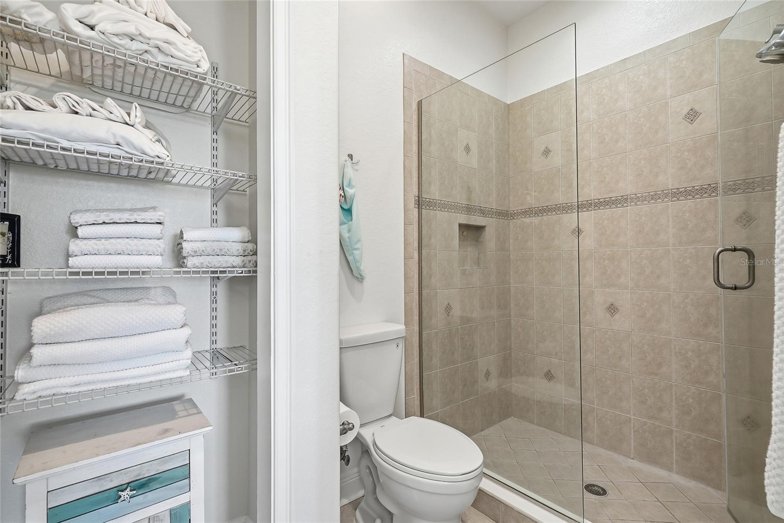 Primary bathroom with walk in shower.