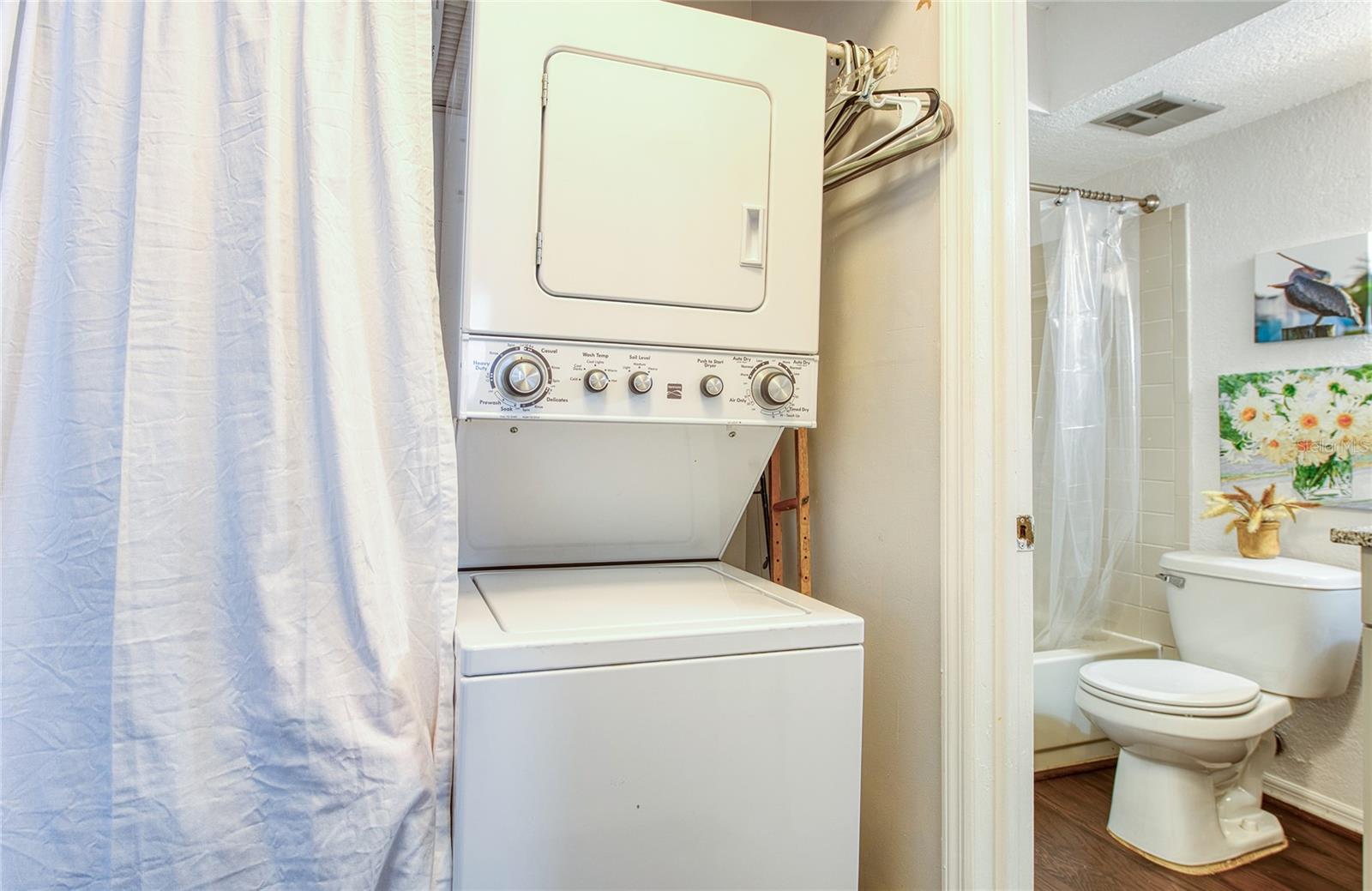 washer dryer in hallway