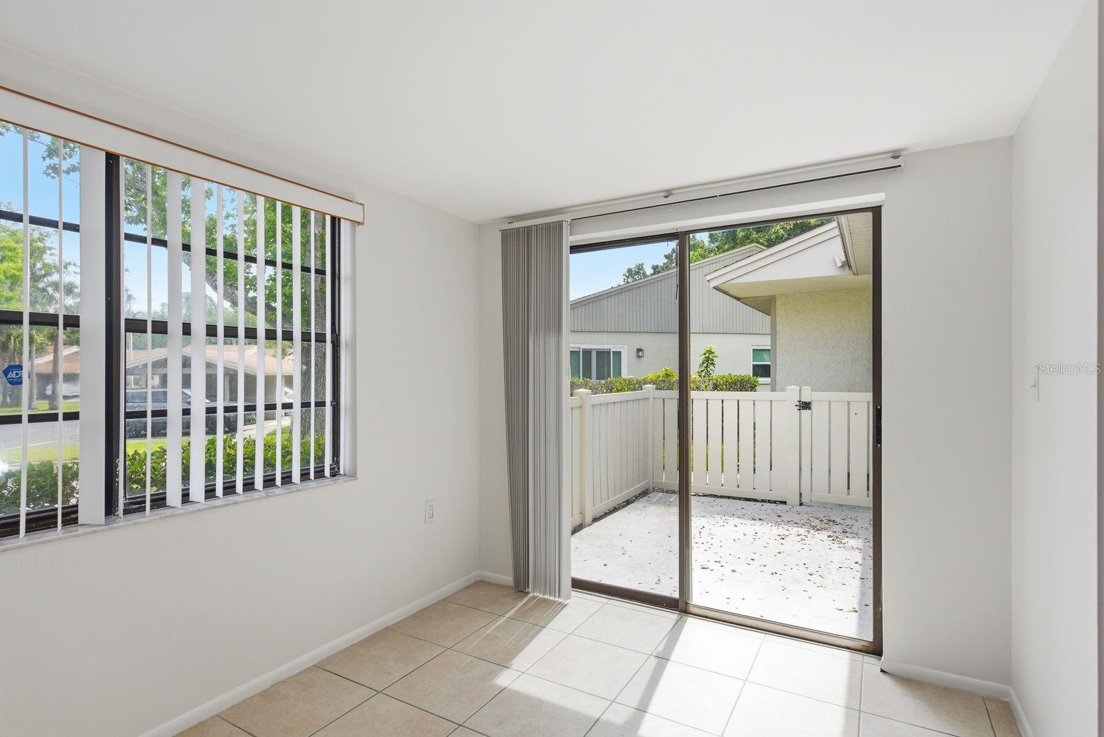 Breakfast nook with door to front porch
