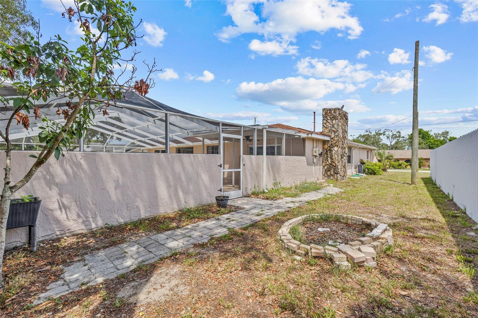 yard with firepit