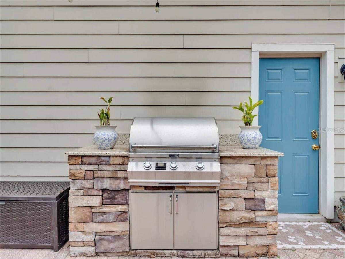 Gas grill built in to the patio.