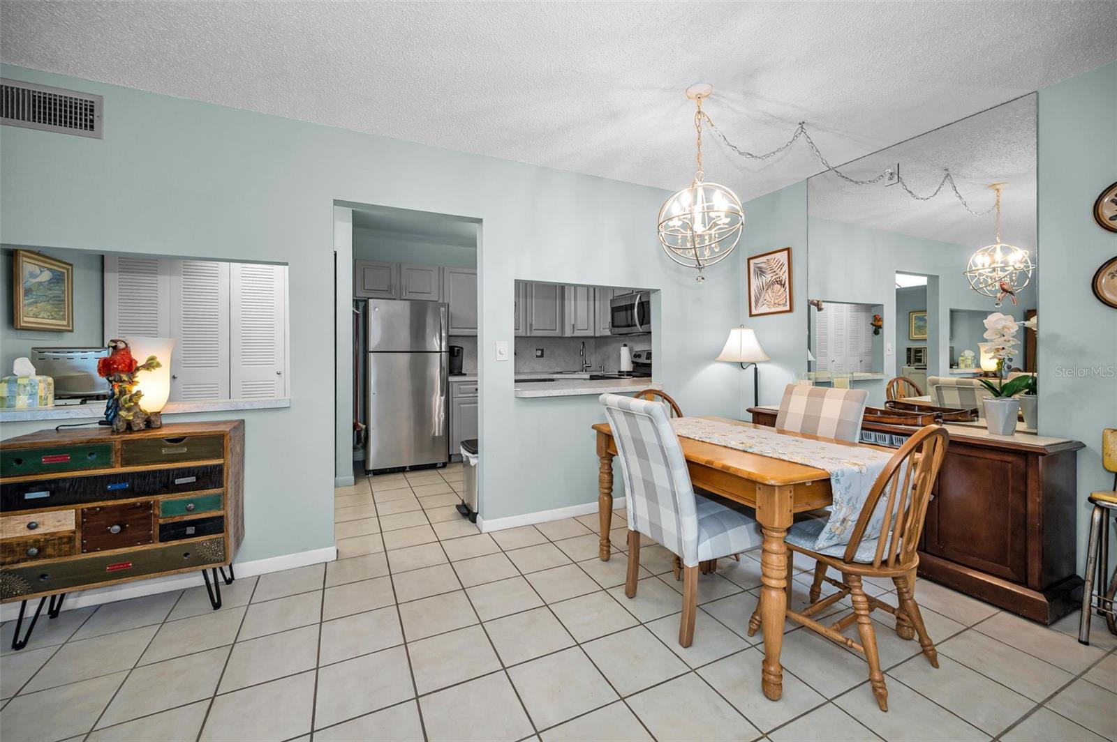 View from living room area toward kitchen