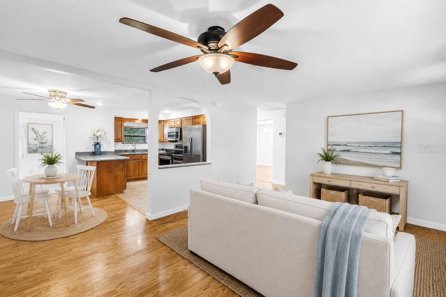 Living, dining - virtually staged
