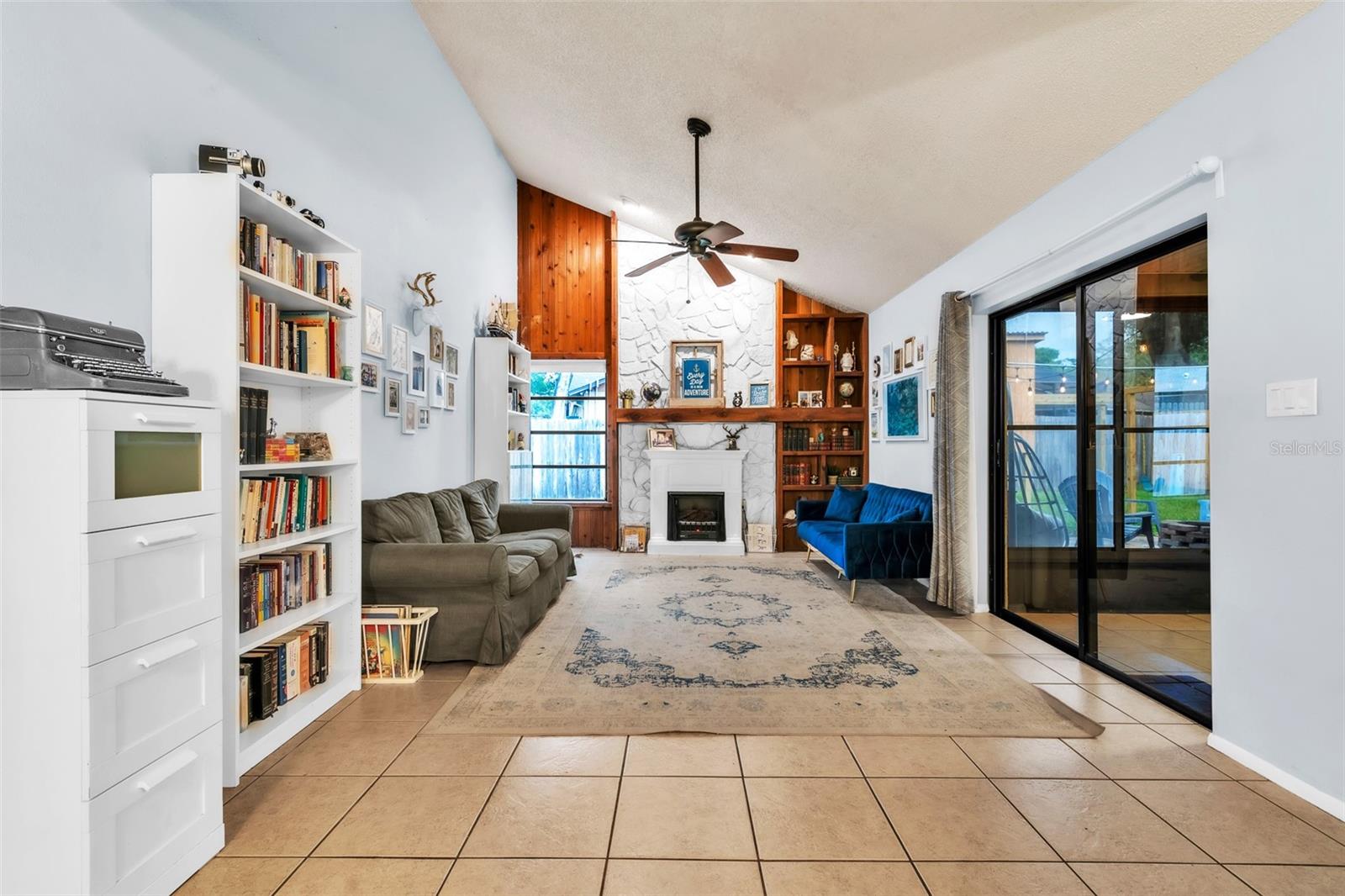 Spacious family room with vaulted ceilings