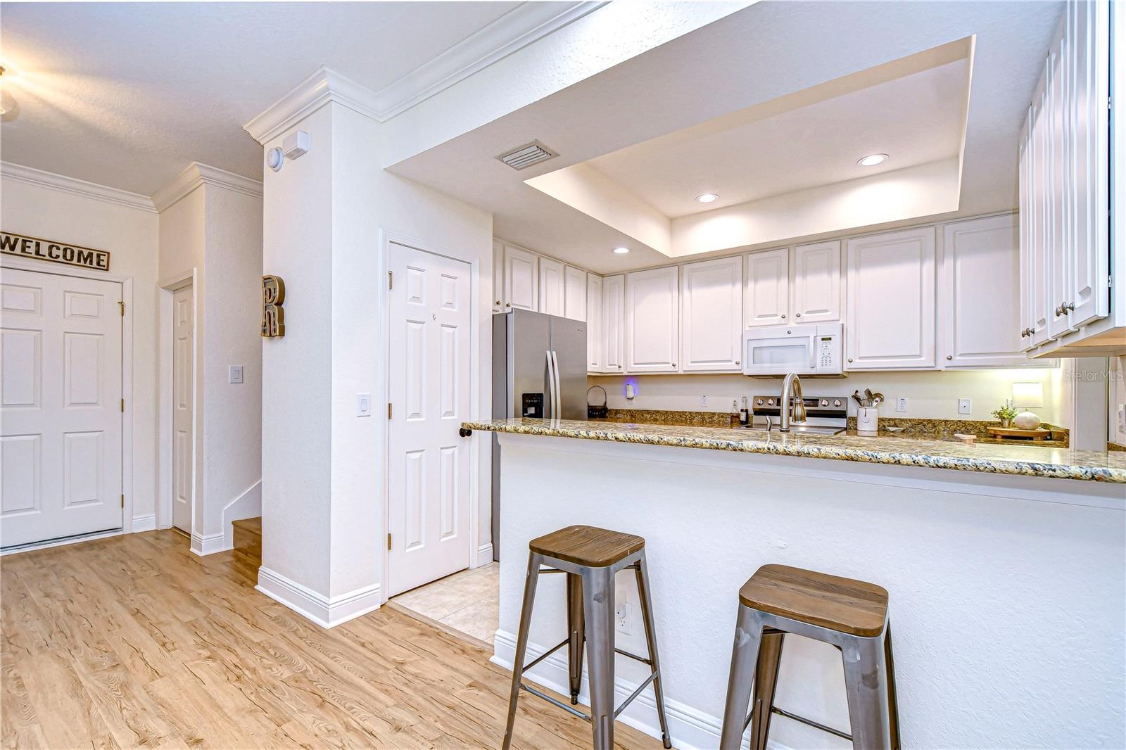 Convenient seating area for casual dining and gatherings.