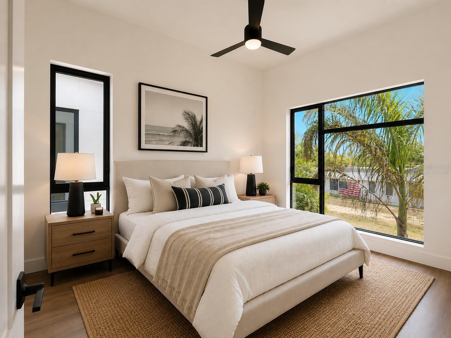 Primary bedroom, virtually staged