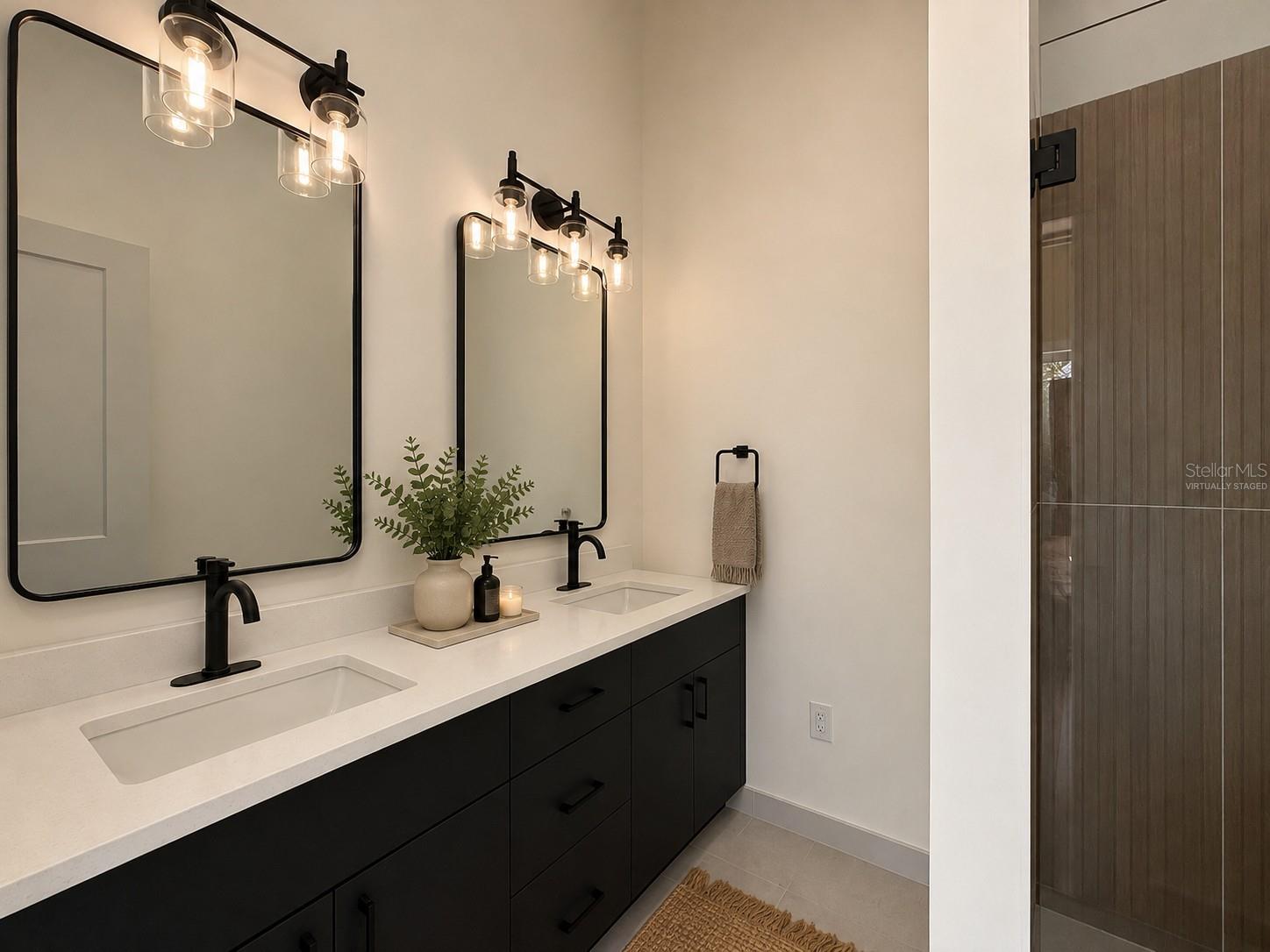 Primary bathroom, virtually staged