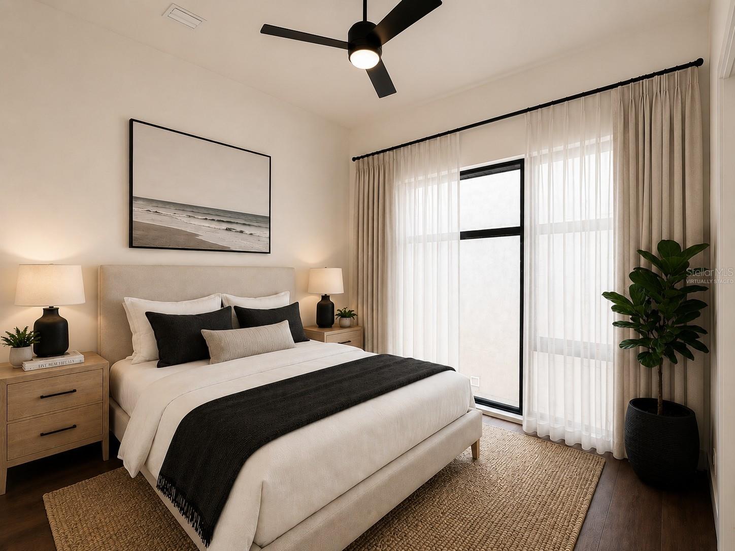 Guest bedroom, virtually staged