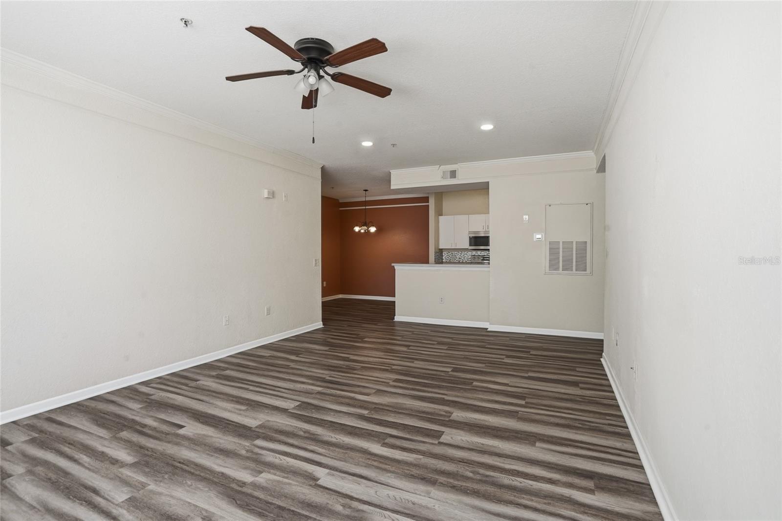 Great Room overlooking kitchen and formal dining room