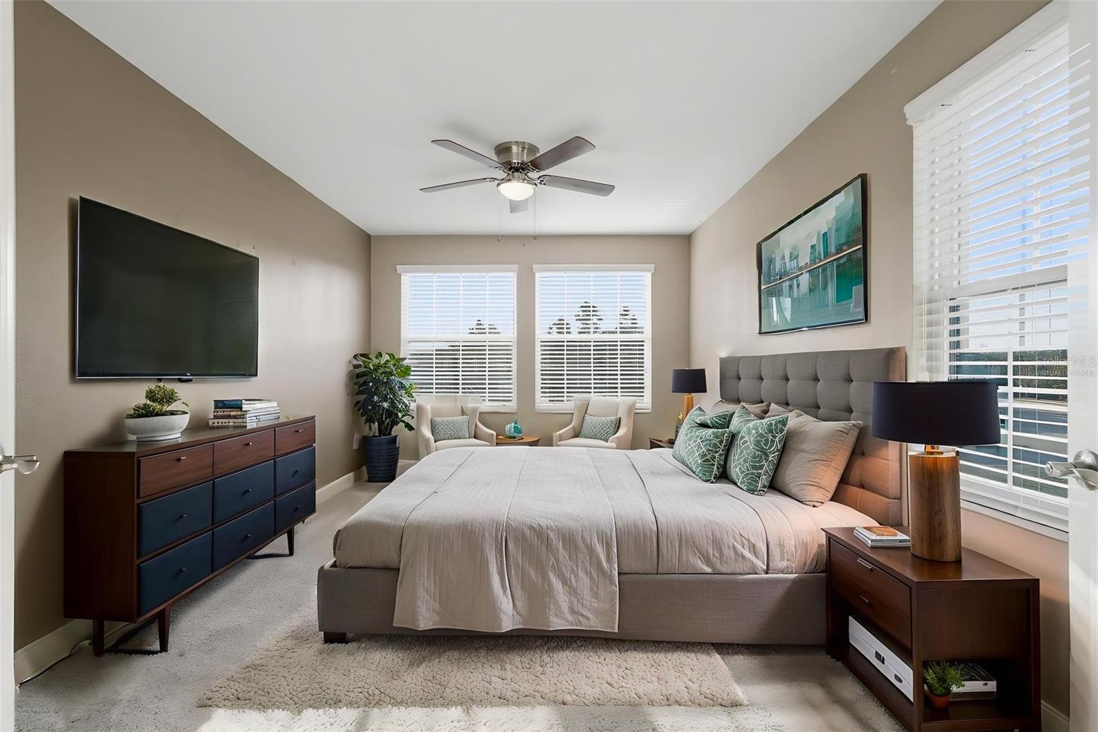Bedroom#3 virtually staged with a large walk-in closet