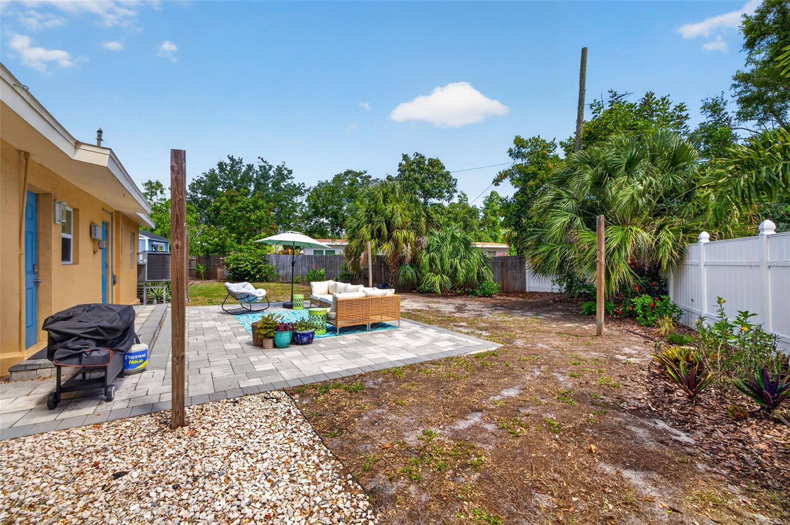 Fenced backyard