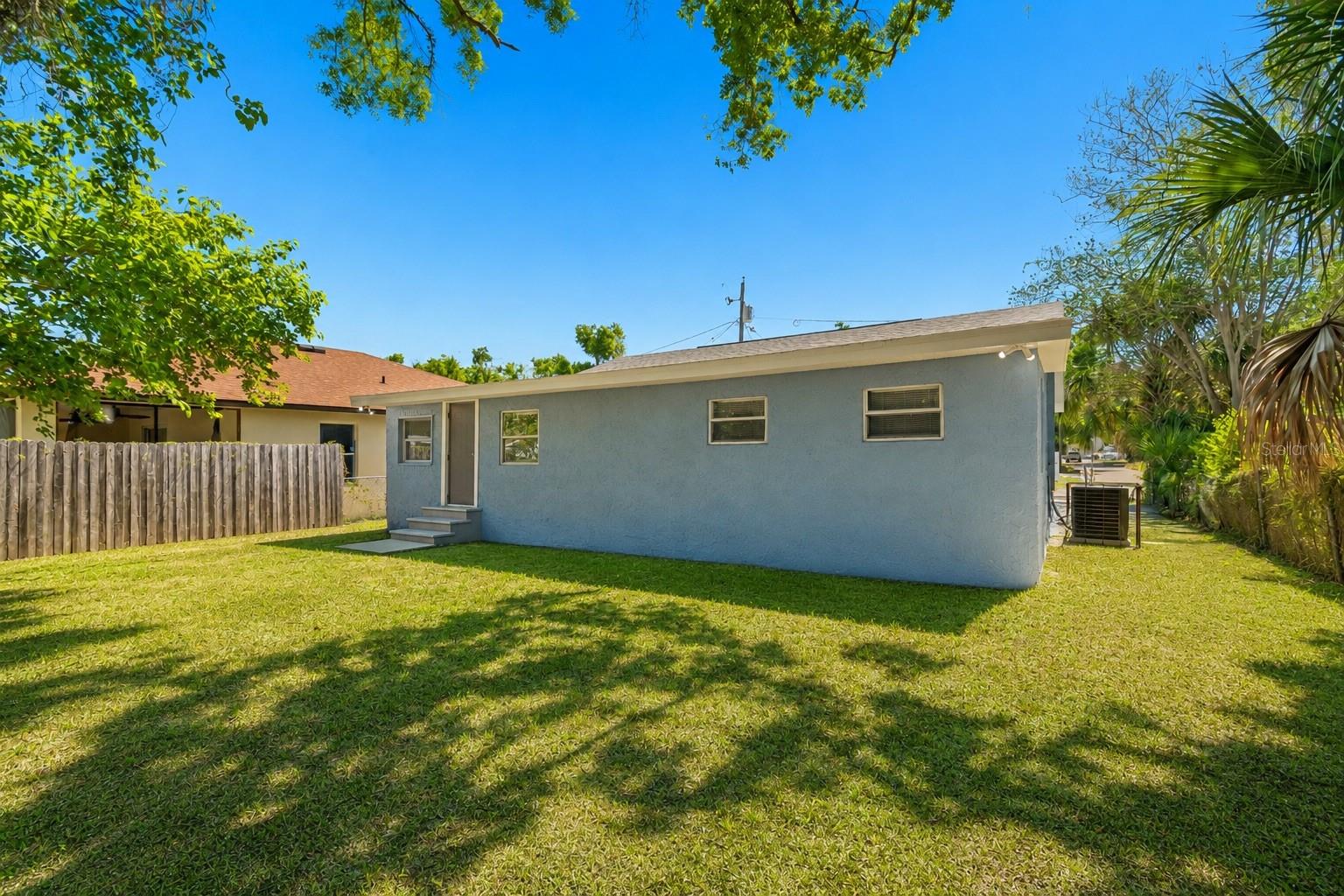 rear of home and yard