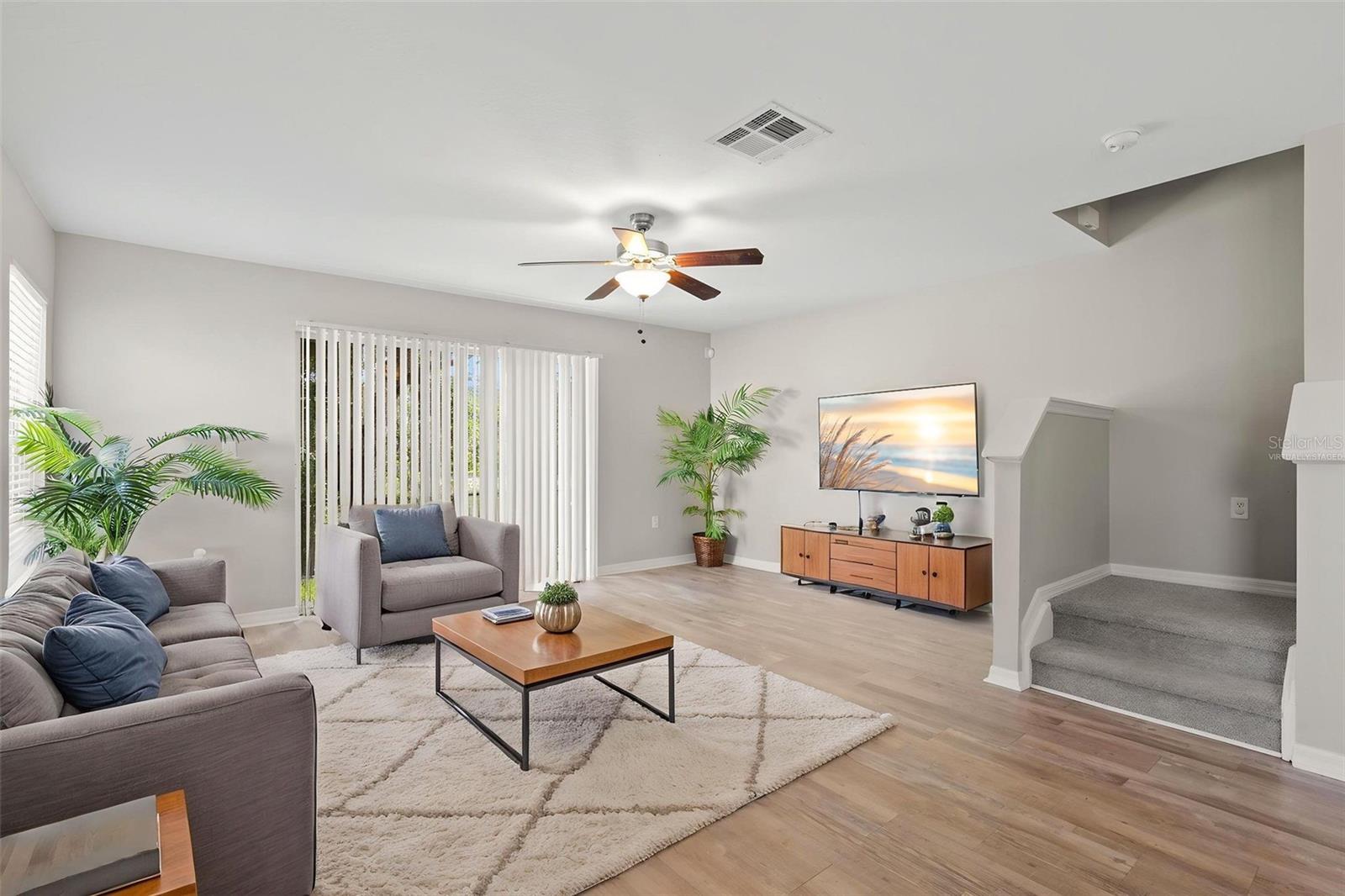 Virtually staged living room