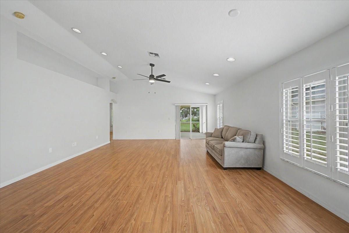 Great Room with Plantation Shutters