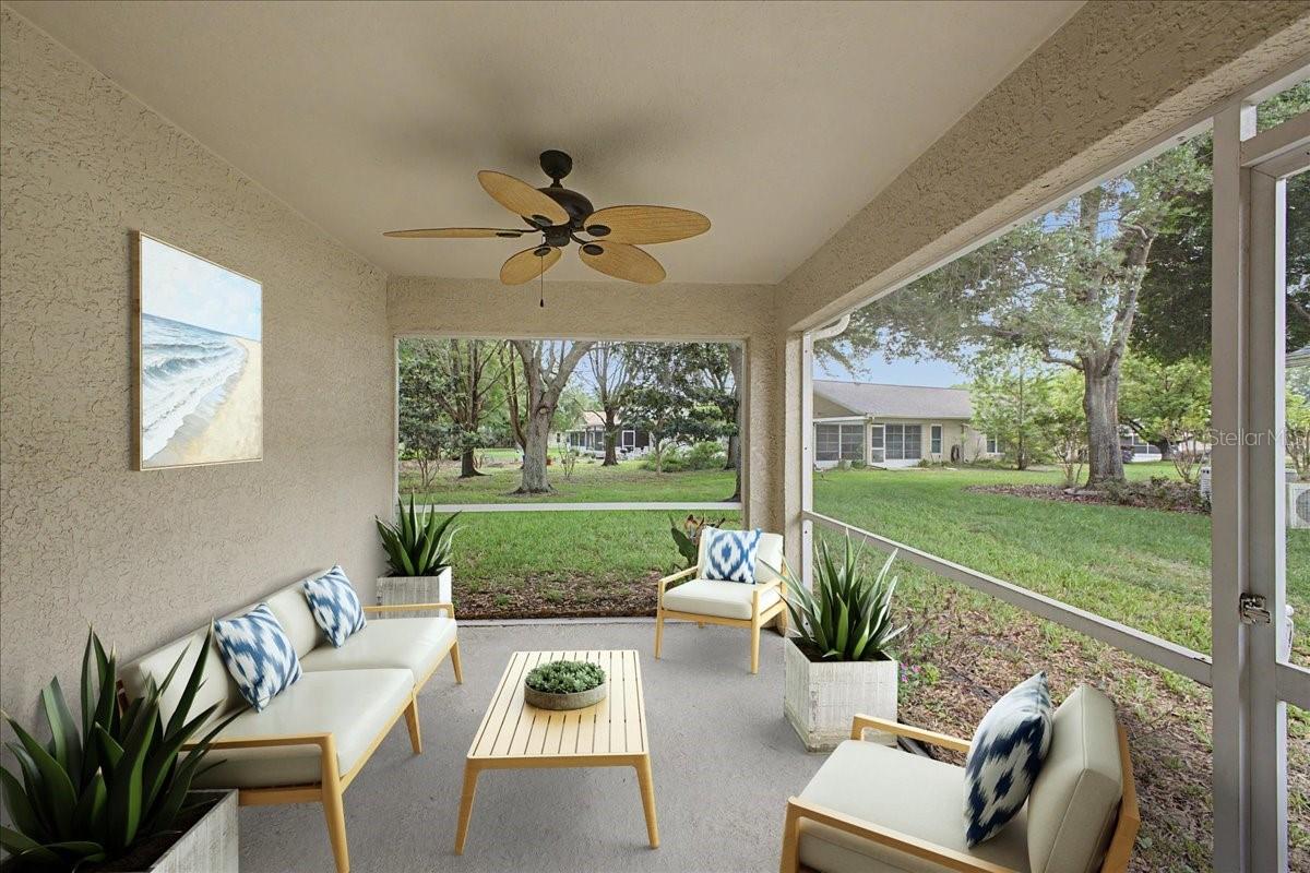 Pretty Back Porch looking out to your new backyard