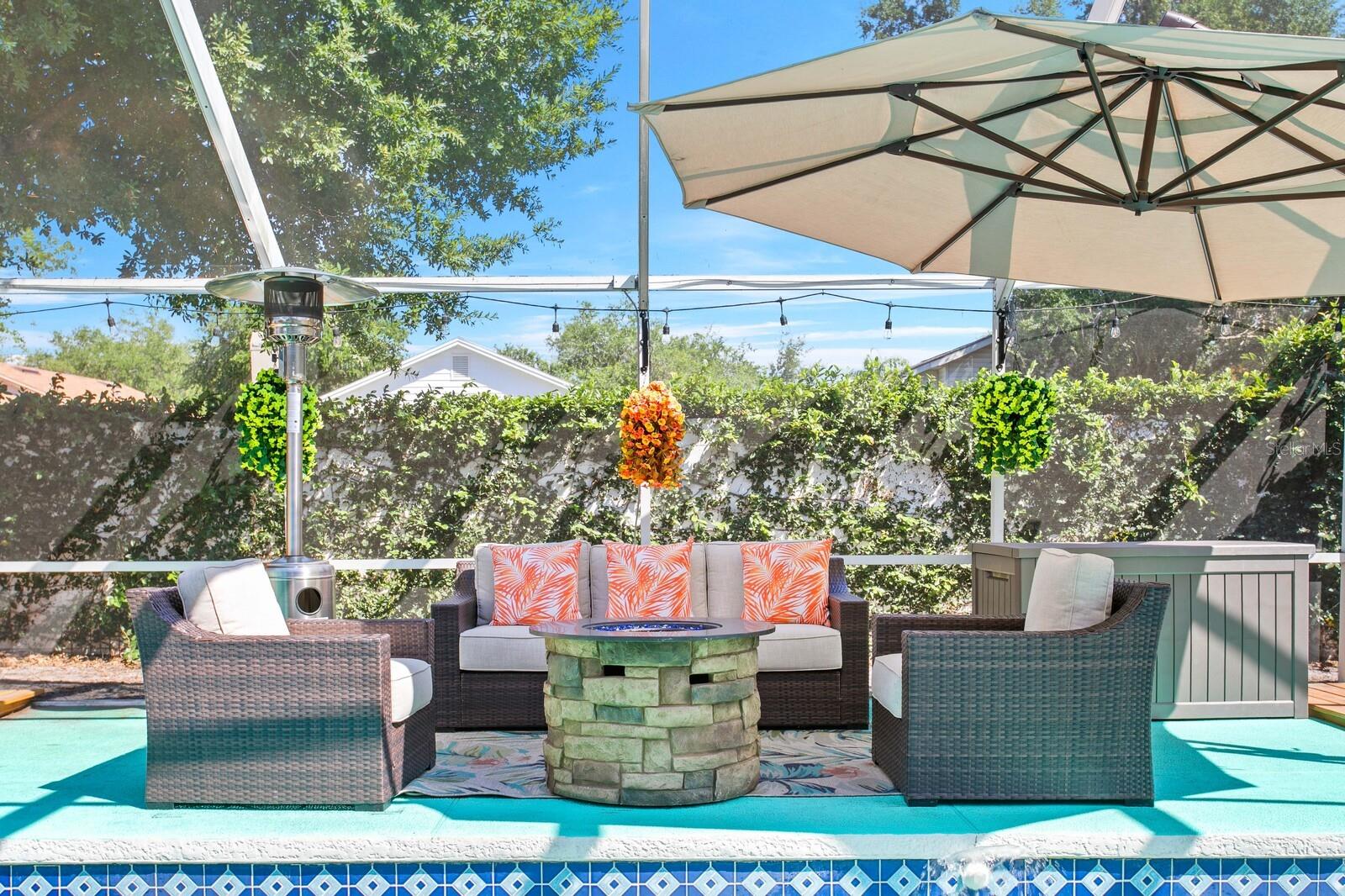 Poolside relaxation area