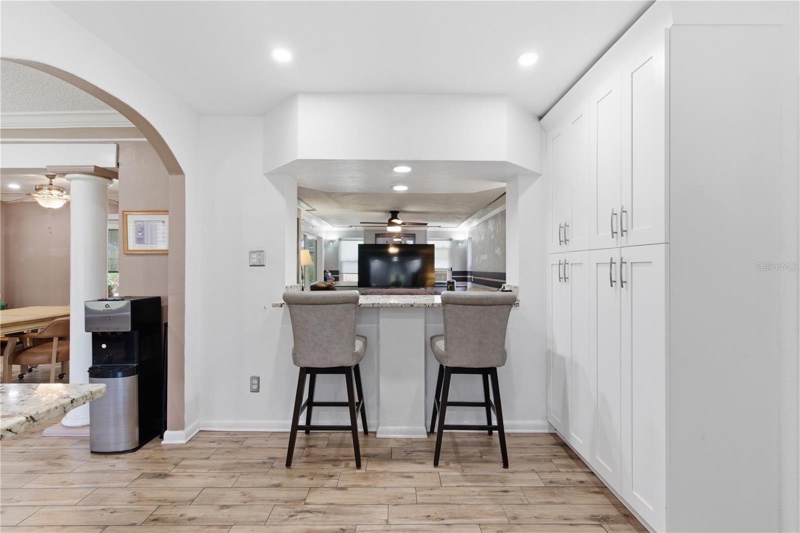 Breakfast bar overlooking bonus room