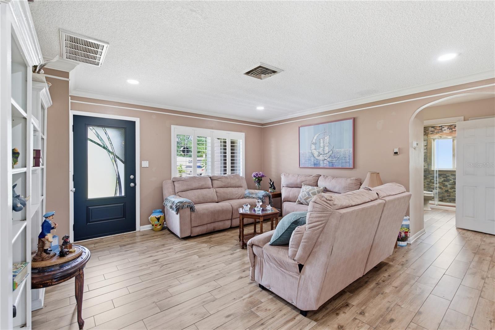 Living room looking towards bedrooms and bathroom