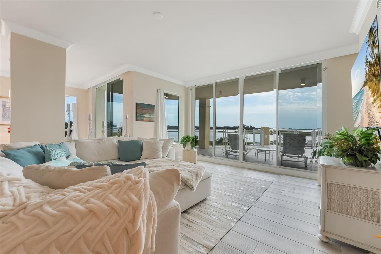This picture will give you a very good idea of the views you will have from the living area