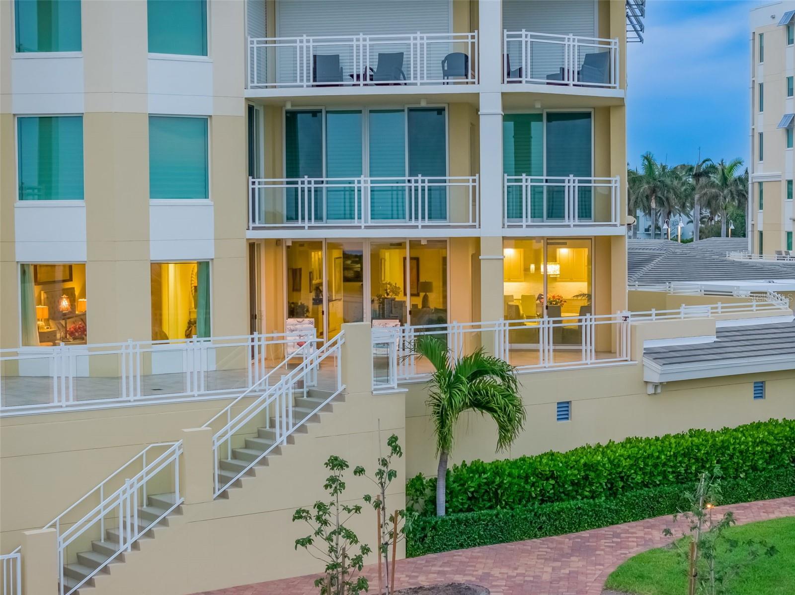 This picture shows the stairs that you can use to walk up to your balcony.  There is a locked gate at the bottom of the stairs for added security.