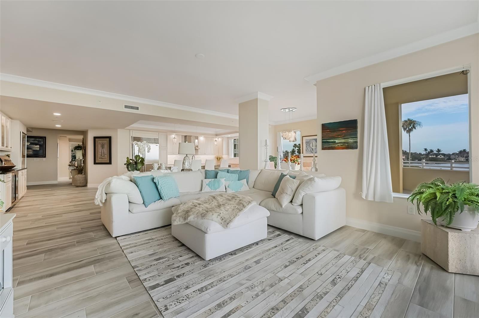 Closer look at the spacious sectional in the living area, great for just enjoying the views or for entertaining