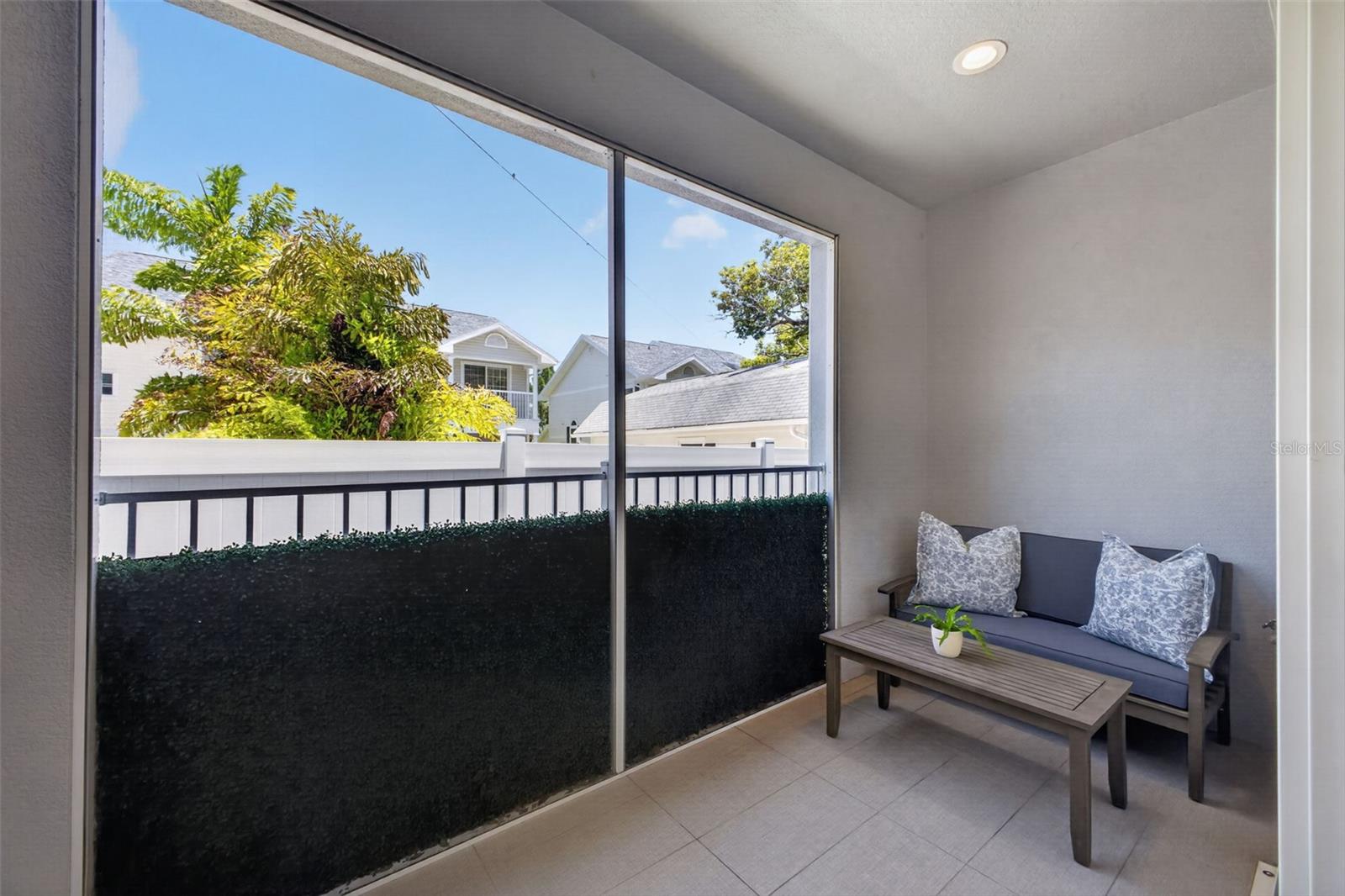 The patio is cute for your personal space where you can relax and read a book or watch tv