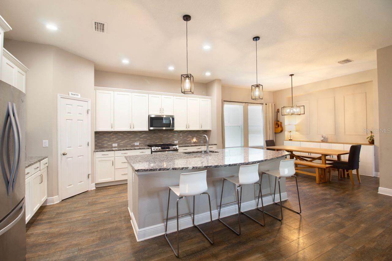 Open kitchen with large island
