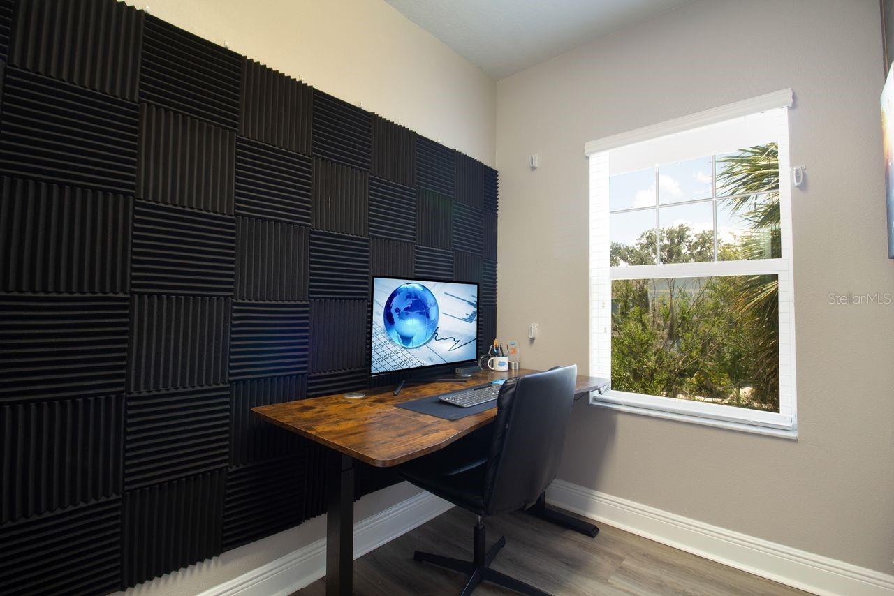 Primary bedroom closet is being used as an office