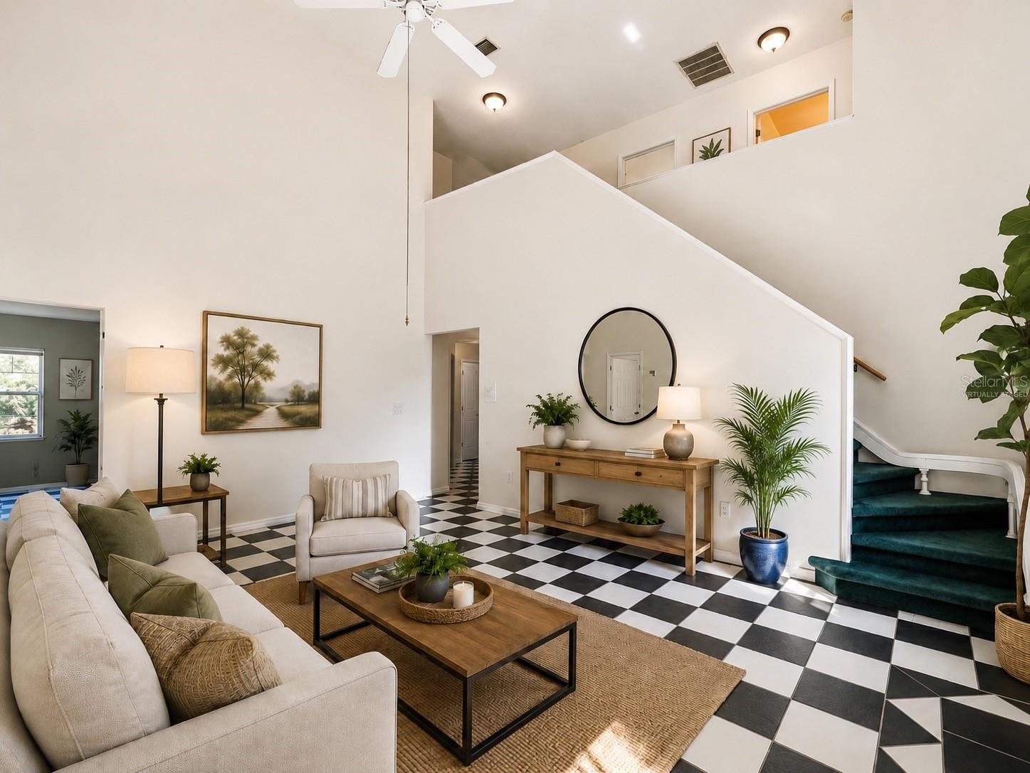 family room virtually staged
