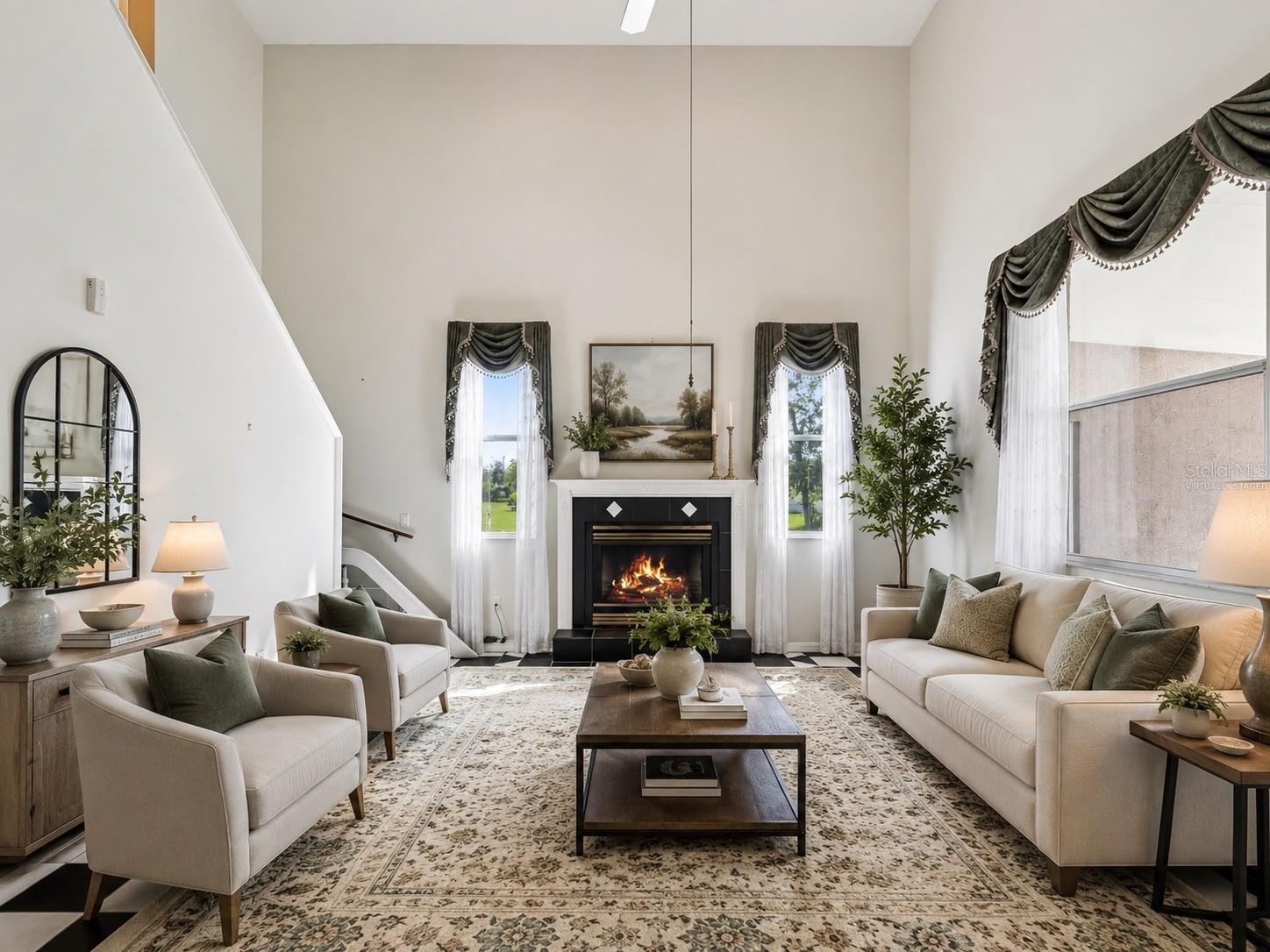 family room virtually staged
