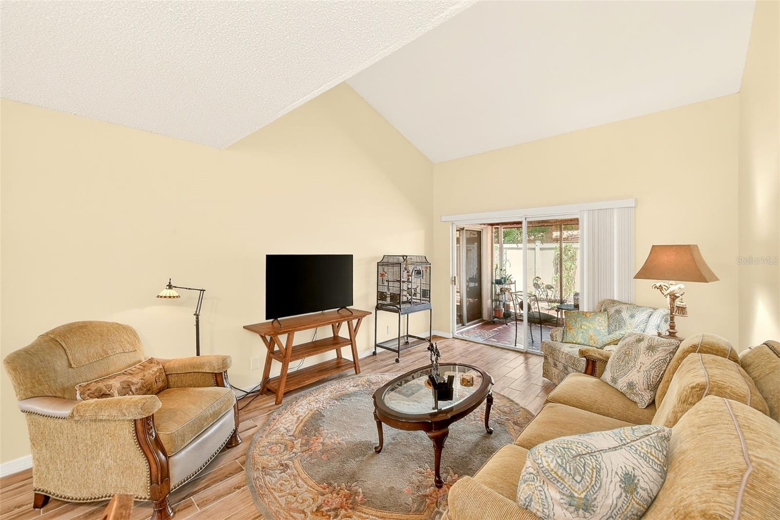 Spacious living room w/High Vaulted Ceiling
