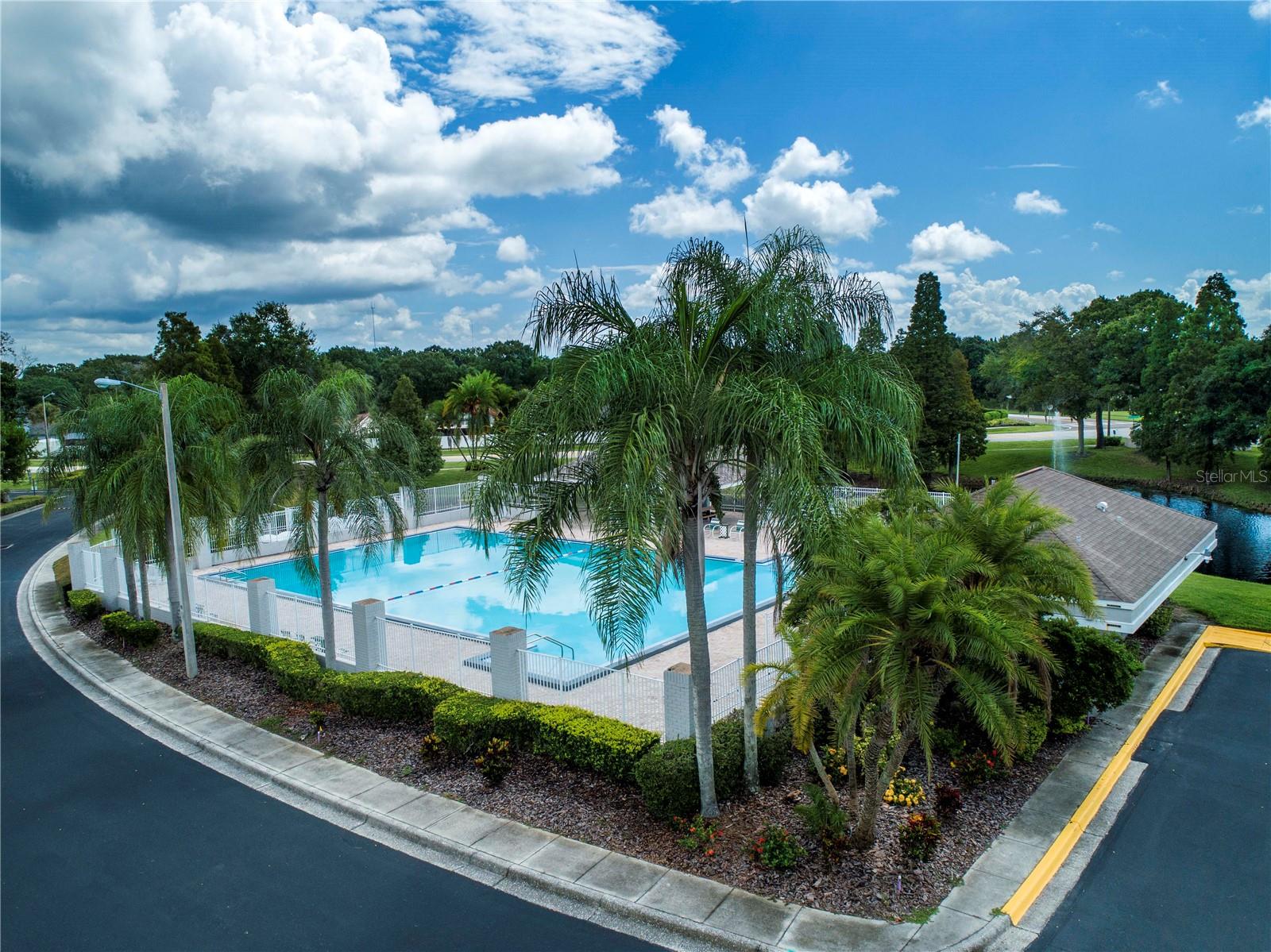 Drone View Of Community Pool