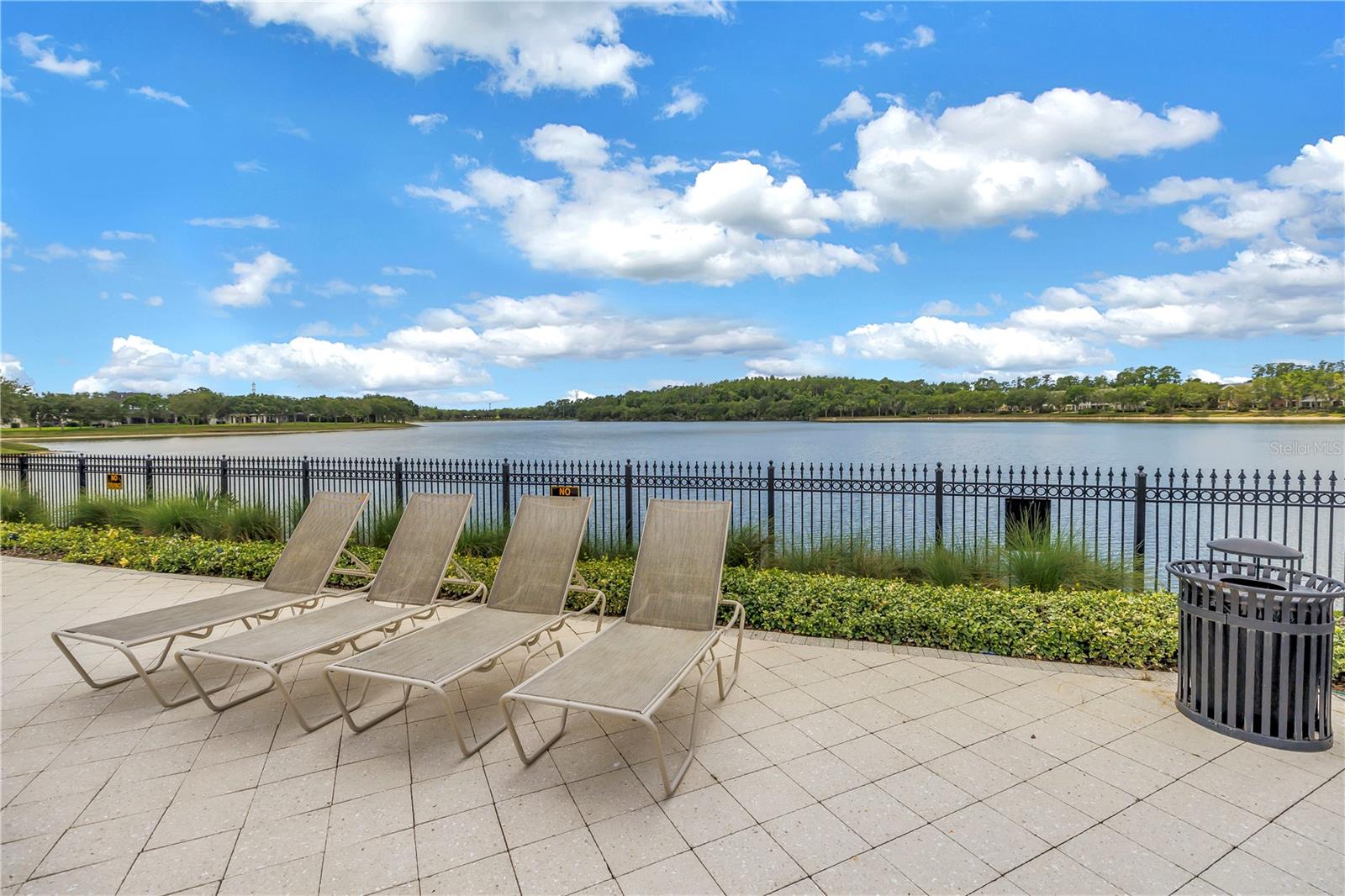Pool Side Seating with View of Lake