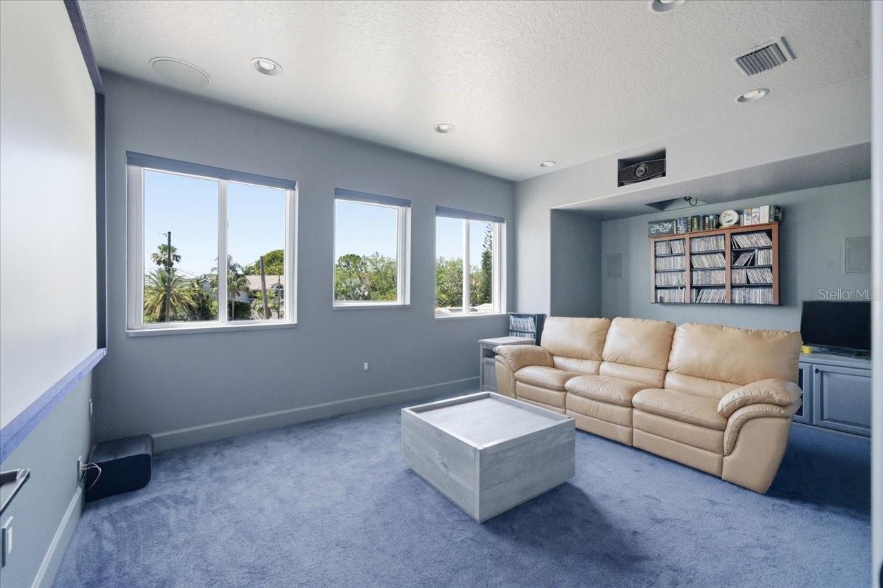 2nd level Media room with screen