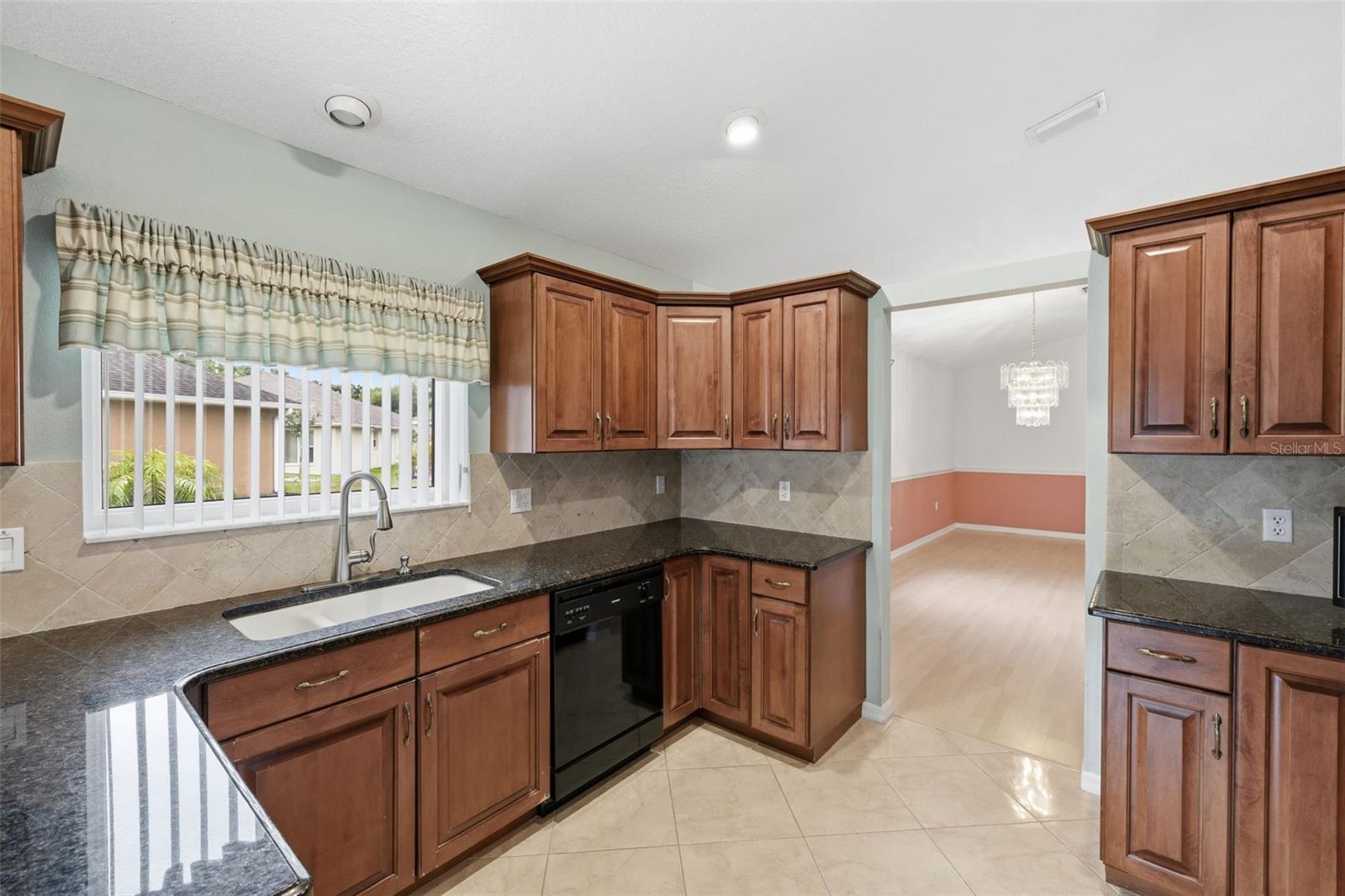 View from kitchen to dining room.