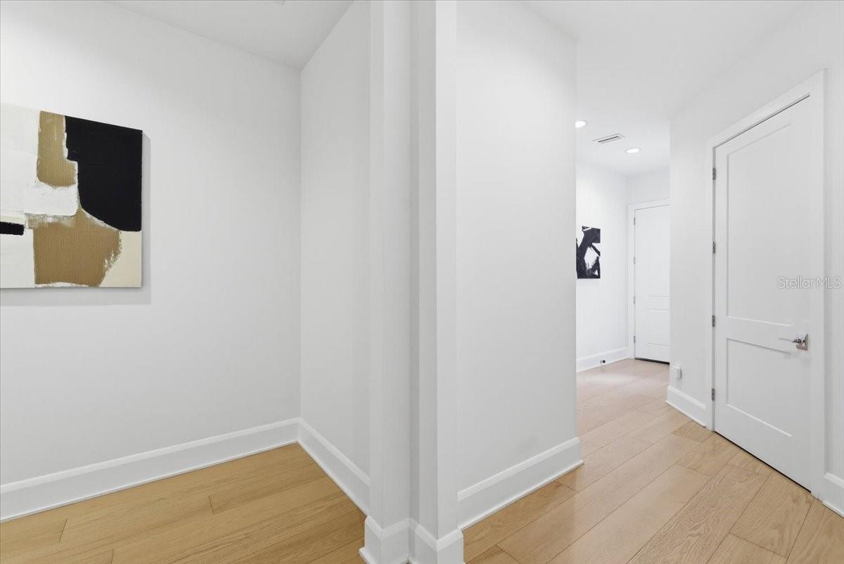 Hallways with Large Thick Baseboards & Structural Detail
