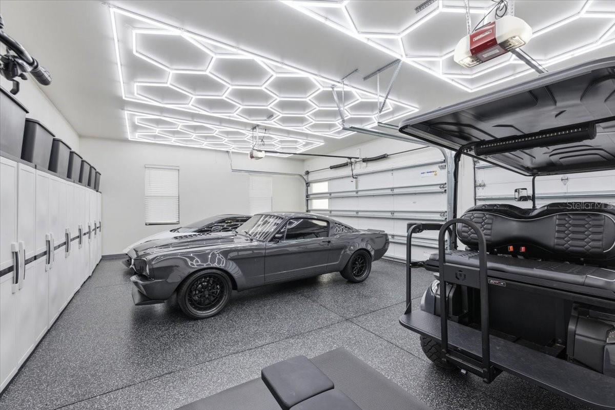 LED Geometric Accent Lighting in Garage