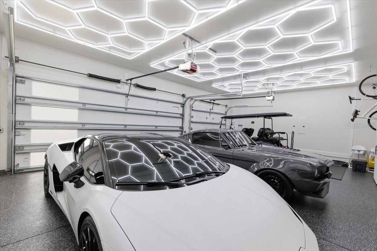 LED Geometric Accent Lighting in Garage