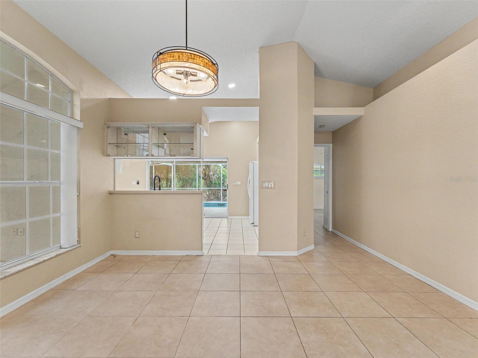 Dining area flows into the kitchen area