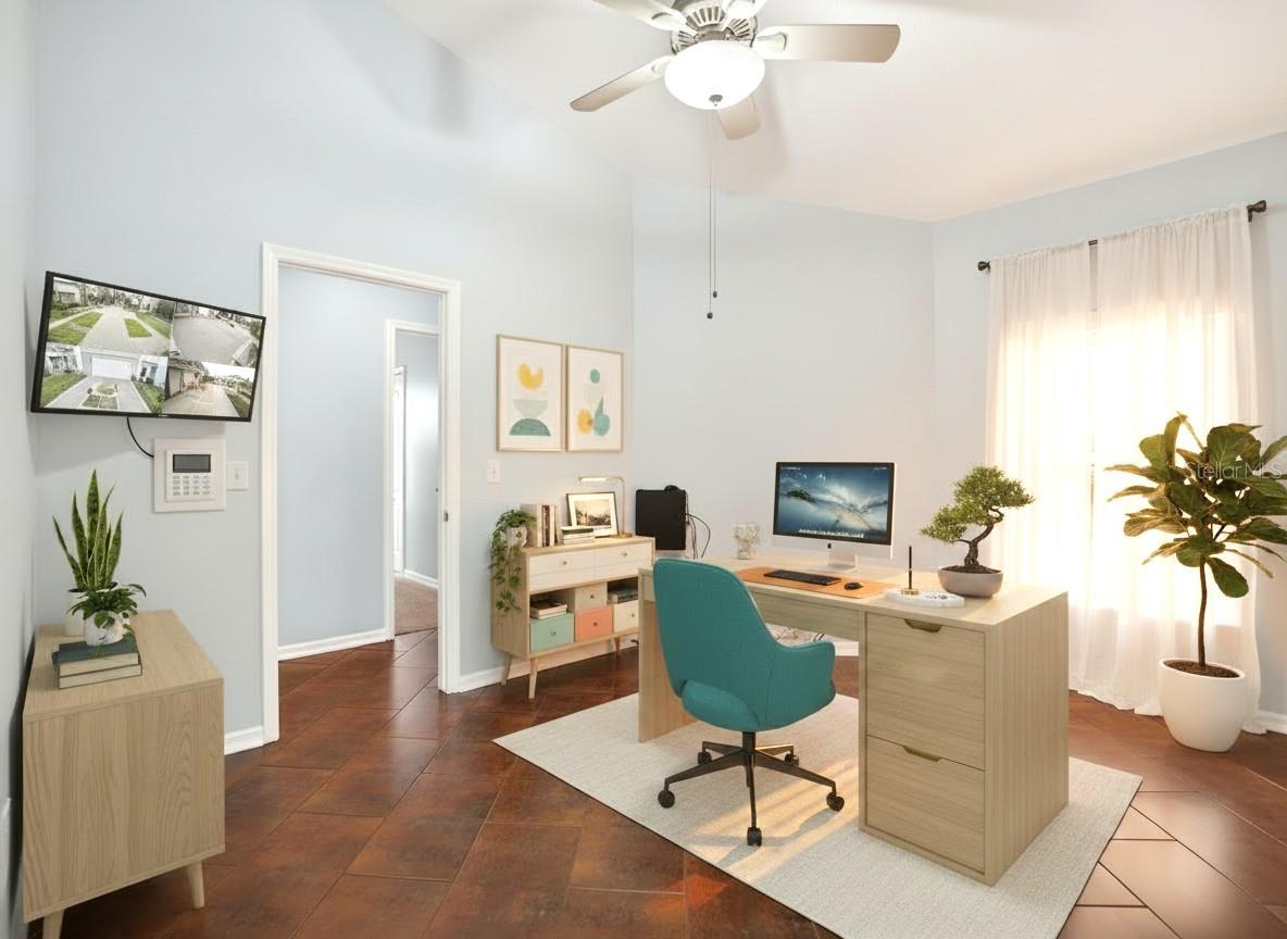 Flex room as an office. This room has been digitally staged.