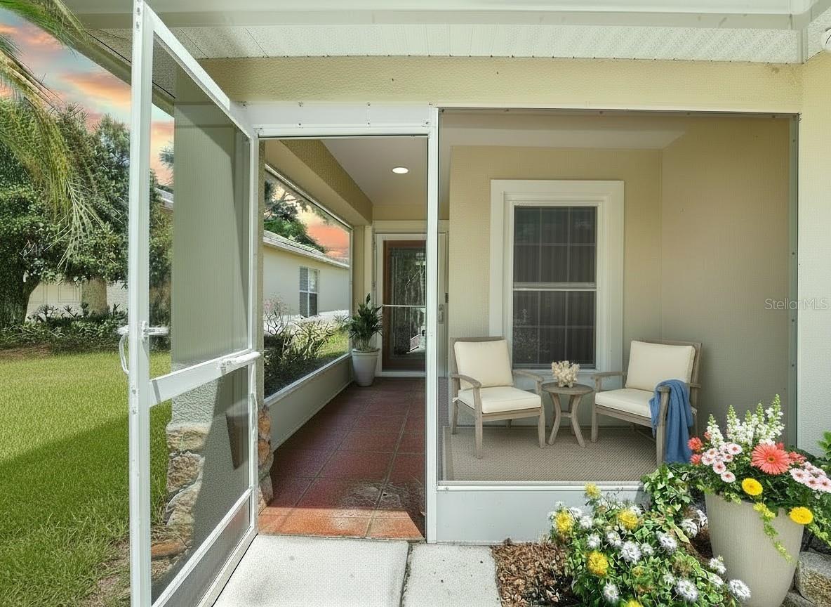 This porch has been digitally staged.
