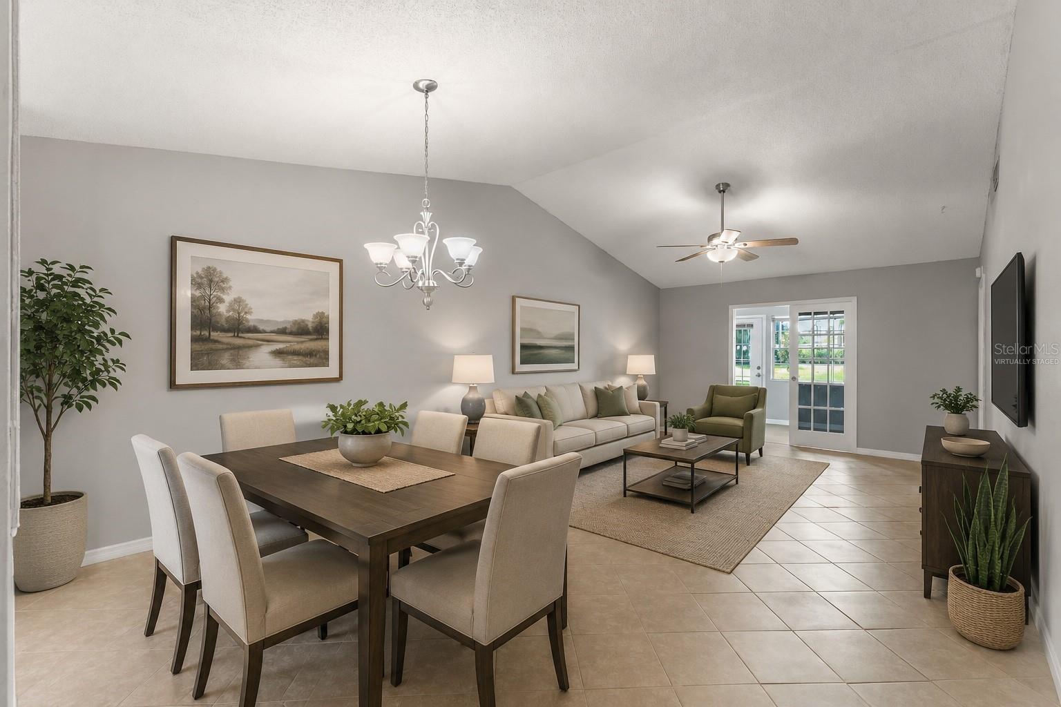virtually staged great room