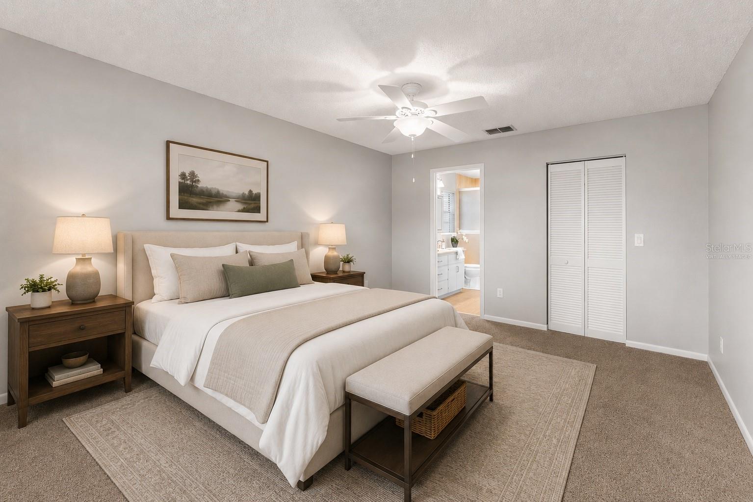 virtually staged primary suite
