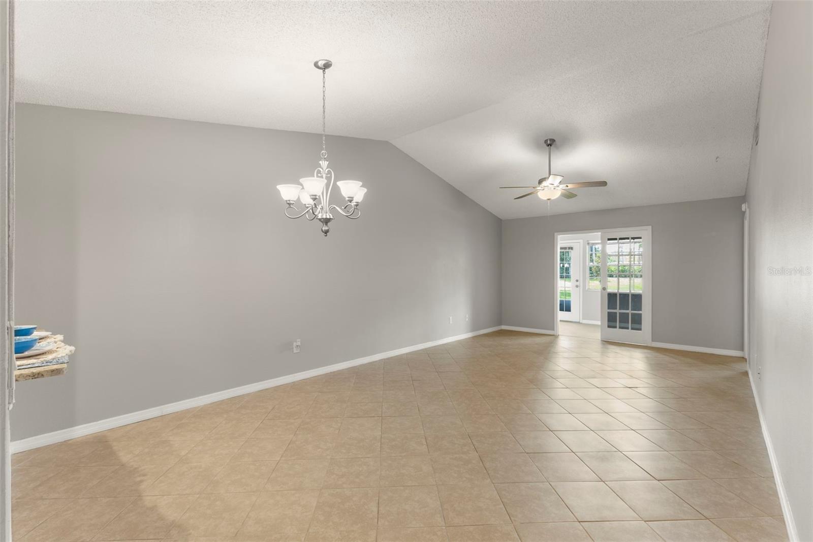 Great room with vaulted ceilings