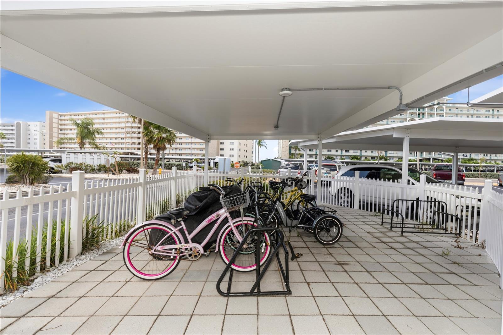 Locked, covered bike storage