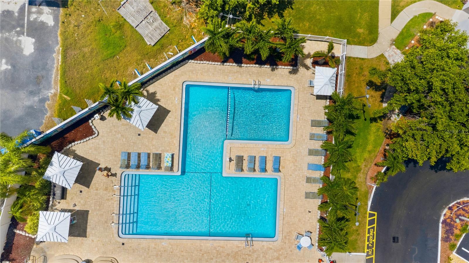 The main pool  at the clubhouse is huge with lots of shade options.