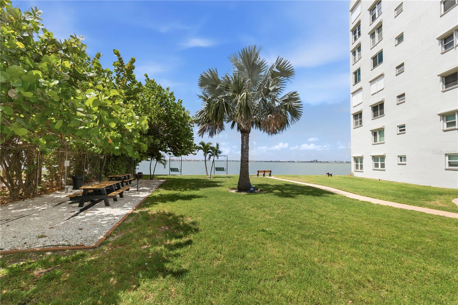 Places to picnic, sit and swing right along Boca Ciega Bay.