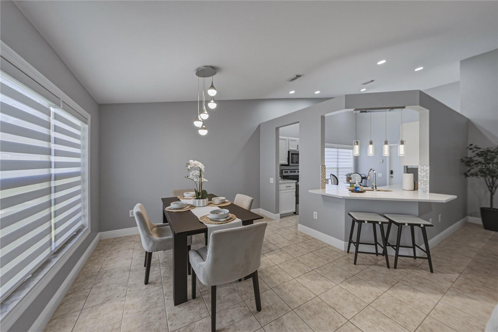 Dining Room with Vaulted Ceililngs