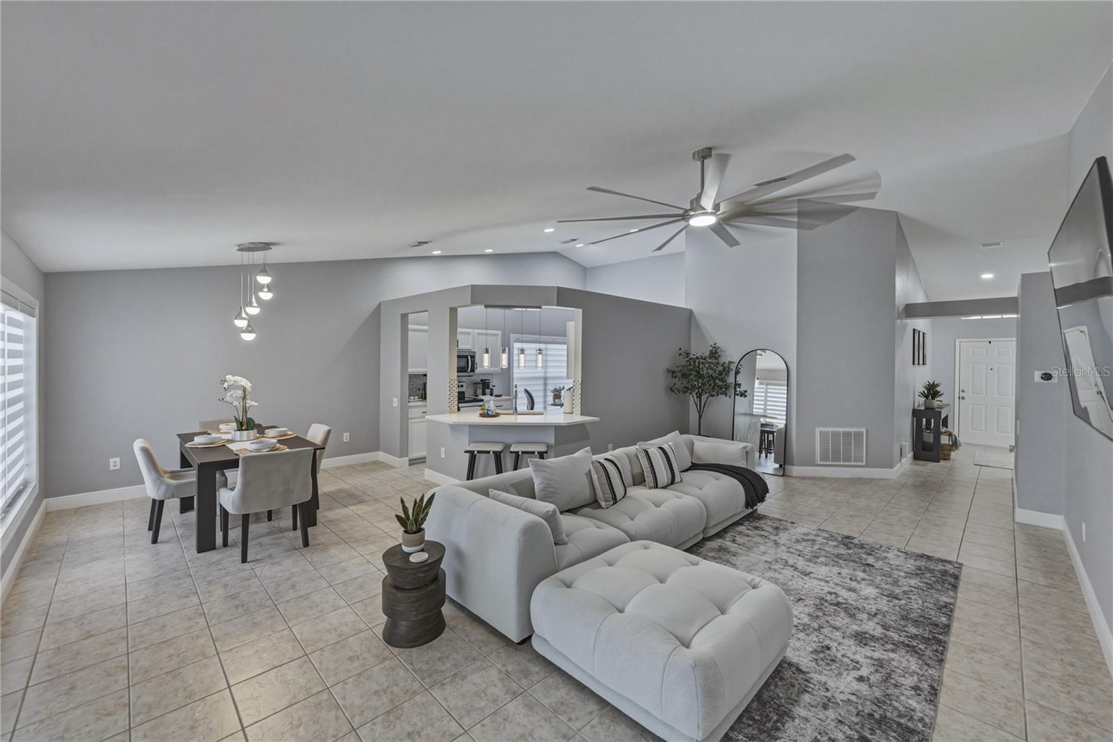 Living Room with Vaulted Ceilings